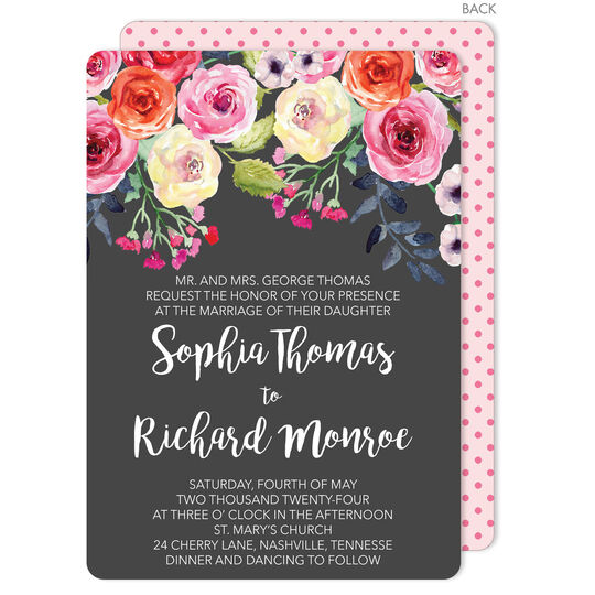 Charcoal Watercolor Roses Invitations